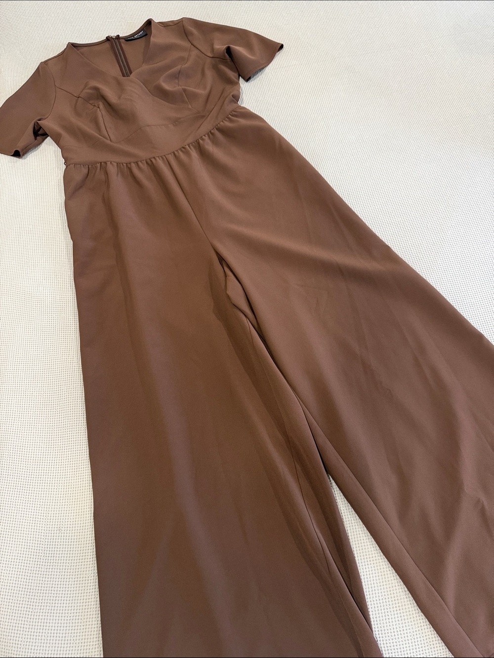 Lane Bryant Brown Wide-Leg Short-Sleeve Jumpsuit